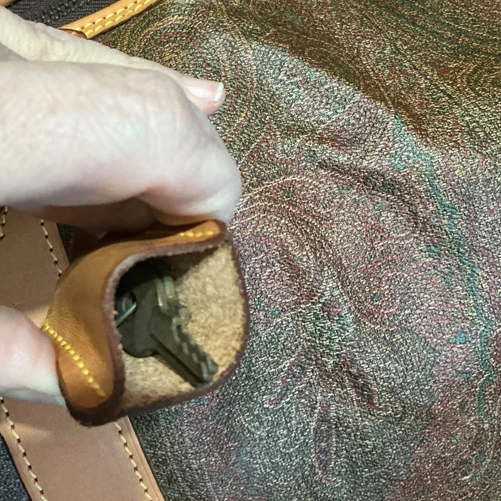 Etro Milano XL Paisley Leather Weekender Travel Duffel Italy vintage